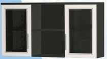 Антресоль большая с двумя стеклодверями ДЛЯ ГОСТИНОЙ АБС-2 Венге/Дуб выбеленный в Бердске - berdsk.mebel54.com | фото