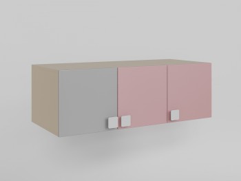 Антресоль на шкаф 3-х створчатый (Розовый/Серый/корпус Клен) в Бердске - berdsk.mebel54.com | фото