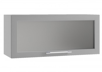 Барселона ШВГС 800 Шкаф верхний горизонтальный со стеклом (Голубой тик/корпус Белый) в Бердске - berdsk.mebel54.com | фото