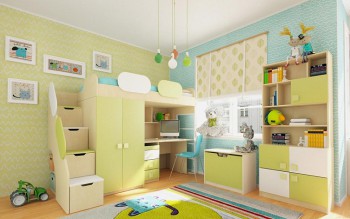 Детская комната Эппл (Зеленый/Белый/корпус Клен) в Бердске - berdsk.mebel54.com | фото