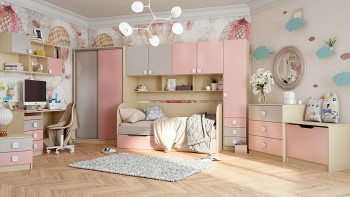 Детская комната Грэйси (Розовый/Серый/корпус Клен) в Бердске - berdsk.mebel54.com | фото