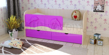 Друзья Кровать детская 2 ящика 1.6 Фиолетовый глянец в Бердске - berdsk.mebel54.com | фото