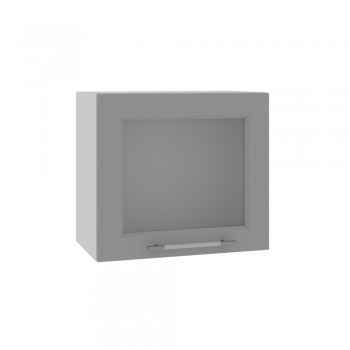 Гарда ВПГС 500 шкаф верхний горизонтальный со стеклом высокий (Белый Эмалит/корпус Серый) в Бердске - berdsk.mebel54.com | фото