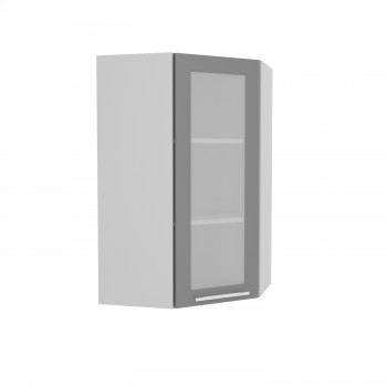 Гарда ВПУС 550 шкаф верхний угловой со стеклом высокий (Белый Эмалит/корпус Серый) в Бердске - berdsk.mebel54.com | фото