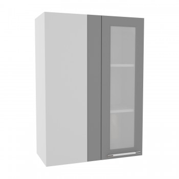 Гарда ВПУС 650 шкаф верхний угловой со стеклом высокий (Белый Эмалит/корпус Серый) в Бердске - berdsk.mebel54.com | фото