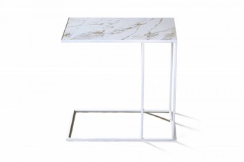 Журнальный столик Stone 01 (Круглый) Металл/Керамика 250 Белый в Бердске - berdsk.mebel54.com | фото