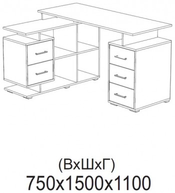 Компьютерный стол угловой СКМУ-3 дуб сонома/белый в Бердске - berdsk.mebel54.com | фото