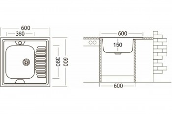 Комплект "Юкинокс" мойка STD600.600-4C 0R, смеситель UM1302, выпуск СКМГ, крепёж КНМ в Бердске - berdsk.mebel54.com | фото
