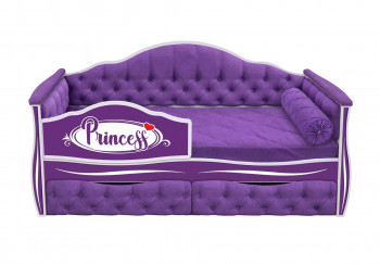 Кровать 160 серии Иллюзия 2 ящика 32 Фиолетовый (мягкие боковые накладки/подушка валик) в Бердске - berdsk.mebel54.com | фото
