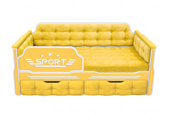 Кровать 160 серии Спорт 2 ящика 74 Жёлтый (мягкие боковые накладки) в Бердске - berdsk.mebel54.com | фото