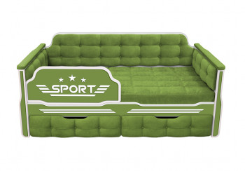 Кровать 160 серии Спорт 2 ящика 76 Зелёный (мягкие боковые накладки) в Бердске - berdsk.mebel54.com | фото