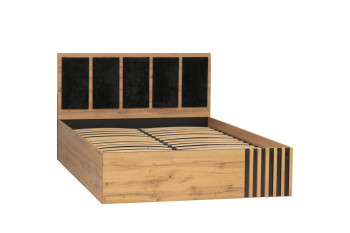 Кровать 1600 Либерти (дуб вотан/черный/велюр монако черный/ортопед/51.19) в Бердске - berdsk.mebel54.com | фото