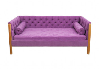 Кровать 180 серии Леди  32 Фиолетовый (подушка валик) в Бердске - berdsk.mebel54.com | фото