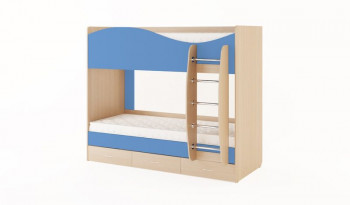 Кровать 2-х ярусная с ящиками (Беленый дуб/Синий) в Бердске - berdsk.mebel54.com | фото