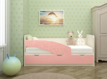 Кровать Бабочки 1,6м (Розовый металлик) в Бердске - berdsk.mebel54.com | фото