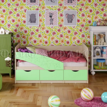 Кровать Бабочки 1,6м (Салат матовый) в Бердске - berdsk.mebel54.com | фото