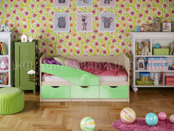 Кровать Бабочки 1,6м (Салатовый металлик) в Бердске - berdsk.mebel54.com | фото