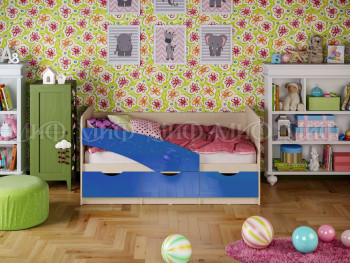 Кровать Бабочки 1,6м (Синий металлик) в Бердске - berdsk.mebel54.com | фото