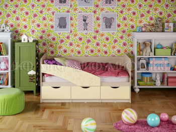 Кровать Бабочки 1,6м (Ваниль матовый) в Бердске - berdsk.mebel54.com | фото
