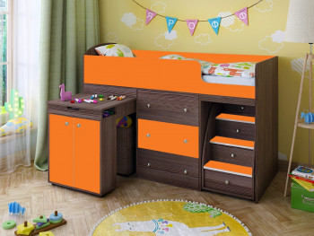 Кровать-чердак Малыш 1600 Бодего/Оранжевый в Бердске - berdsk.mebel54.com | фото