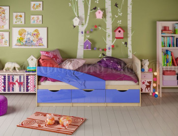 Кровать детская 1,6м Дельфин (Синий металлик) в Бердске - berdsk.mebel54.com | фото
