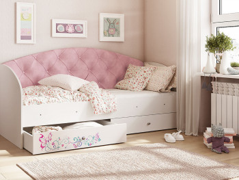 Кровать детская Эльза Белый/Розовый в Бердске - berdsk.mebel54.com | фото