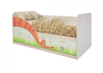 Кровать детская Минима Лего 1,86м с ящиками (дуб атланта/лиловый сад) в Бердске - berdsk.mebel54.com | фото