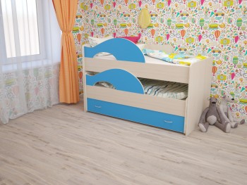 Кровать детская Радуга 1600 Млечный дуб/Голубой в Бердске - berdsk.mebel54.com | фото