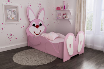 Кровать детская Зайка 1.6 Розовый/Белый в Бердске - berdsk.mebel54.com | фото