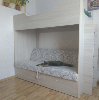Кровать двухъярусная с диваном (Беленый дуб) в Бердске - berdsk.mebel54.com | фото