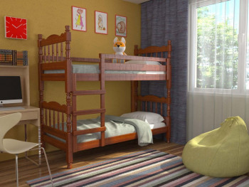 Кровать двухъярусная Соня из массива сосны 800*1890 Орех в Бердске - berdsk.mebel54.com | фото
