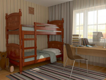 Кровать двухъярусная Валерия из массива сосны 800*1890 Орех в Бердске - berdsk.mebel54.com | фото
