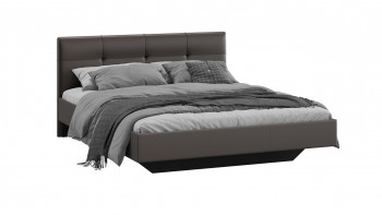 Кровать «Элис» c мягкой обивкой тип 1 Экокожа/Темно-коричневый/1400 в Бердске - berdsk.mebel54.com | фото