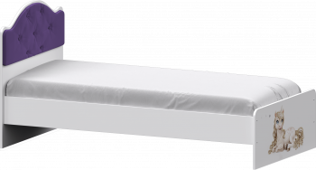 Кровать Каспер с мягкой спинкой и фотопечатью (800х1900)Белый/Фиолетовый в Бердске - berdsk.mebel54.com | фото