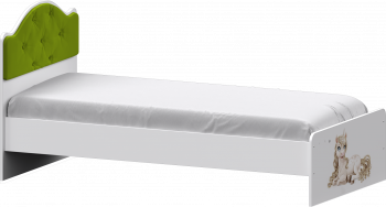 Кровать Каспер с мягкой спинкой и фотопечатью (800х1900)Белый/Лайм в Бердске - berdsk.mebel54.com | фото