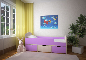 Кровать Малыш-мини Дуб молочный/Ирис в Бердске - berdsk.mebel54.com | фото