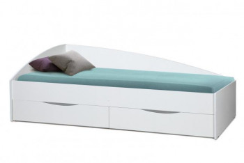Кровать одинарная "Фея - 3" (асимметричная) (2000х900) New/(белый / белый / ДВПО белый) в Бердске - berdsk.mebel54.com | фото