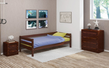 Кровать одинарная ГЛОРИЯ из массива сосны  900*2000 (Орех) в Бердске - berdsk.mebel54.com | фото