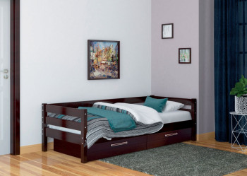Кровать одинарная ГЛОРИЯ из массива сосны  900*2000 (Орех Тёмный) в Бердске - berdsk.mebel54.com | фото