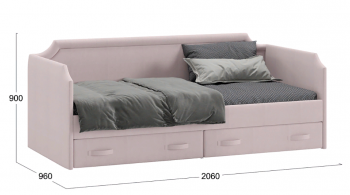 Кровать с мягкой обивкой и ящиками «Кантри» Тип 1 (900) (Велюр пудровый) в Бердске - berdsk.mebel54.com | фото