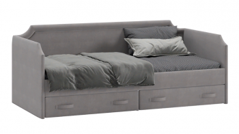 Кровать с мягкой обивкой и ящиками «Кантри» Тип 1 (900) (Велюр Светло-серый) в Бердске - berdsk.mebel54.com | фото