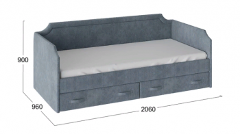 Кровать с мягкой обивкой и ящиками «Кантри» Тип 1 (900) (Замша синяя) в Бердске - berdsk.mebel54.com | фото