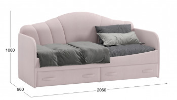 Кровать с мягкой спинкой и ящиками «Сабрина» 900 Пудровый в Бердске - berdsk.mebel54.com | фото