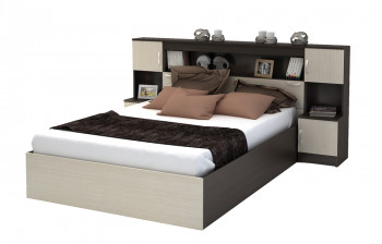 Кровать с прикроватным блоком КР 552 Спальня Basya (венге/белфорт) в Бердске - berdsk.mebel54.com | фото