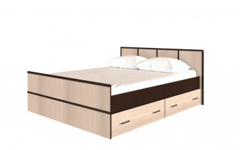 Кровать Сакура с настилом и ящиками 1,4 (Венге/Лоредо) в Бердске - berdsk.mebel54.com | фото