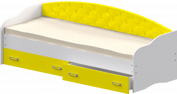 Кровать Софа-7 с мягкой спинкой (800х1900) Белый/Желтый в Бердске - berdsk.mebel54.com | фото
