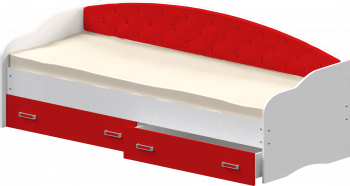 Кровать Софа-7 с мягкой спинкой (800х1900) Белый/Красный в Бердске - berdsk.mebel54.com | фото