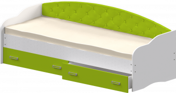 Кровать Софа-7 с мягкой спинкой (800х1900) Белый/Лайм в Бердске - berdsk.mebel54.com | фото