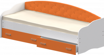 Кровать Софа-7 с мягкой спинкой (800х1900) Белый/Оранжевый в Бердске - berdsk.mebel54.com | фото