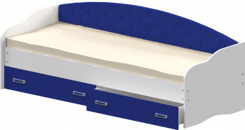 Кровать Софа-7 с мягкой спинкой (800х1900) Белый/Синий в Бердске - berdsk.mebel54.com | фото
